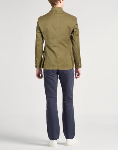 Man Blazer Military green Size 40 Linen, Cotton, Elastane