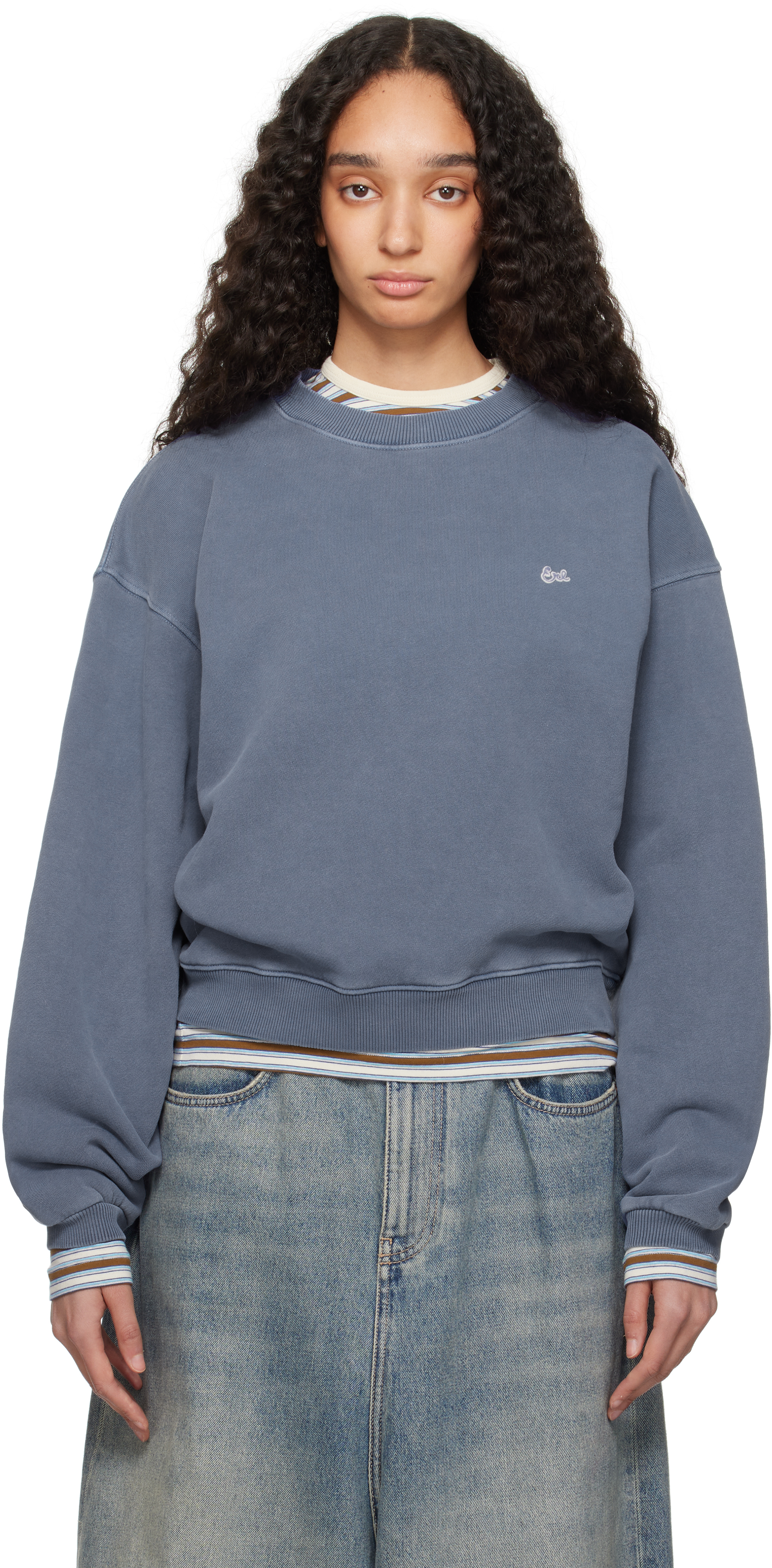 ERL Blue 'ERL' Crewneck Sweatshirt