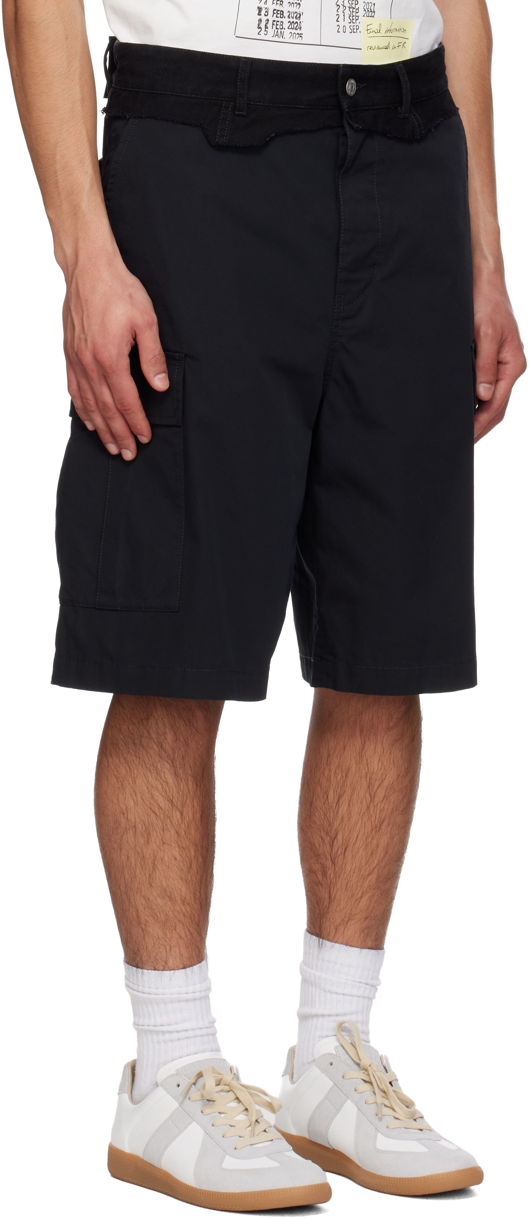 Black Raw Edge Cargo Shorts