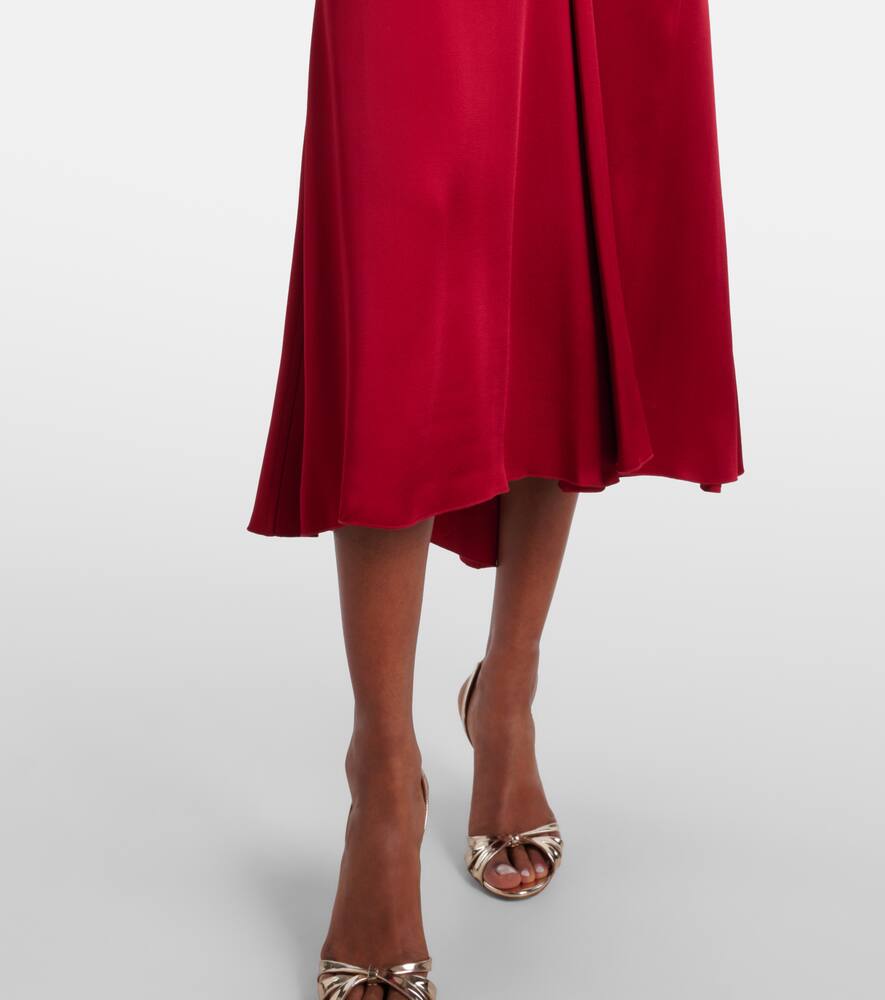 Gathered satin midi dress