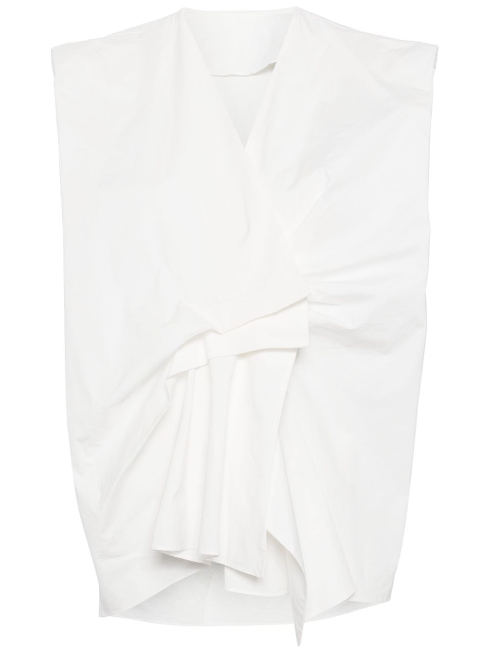 Pleated sleeveless blouse - White
