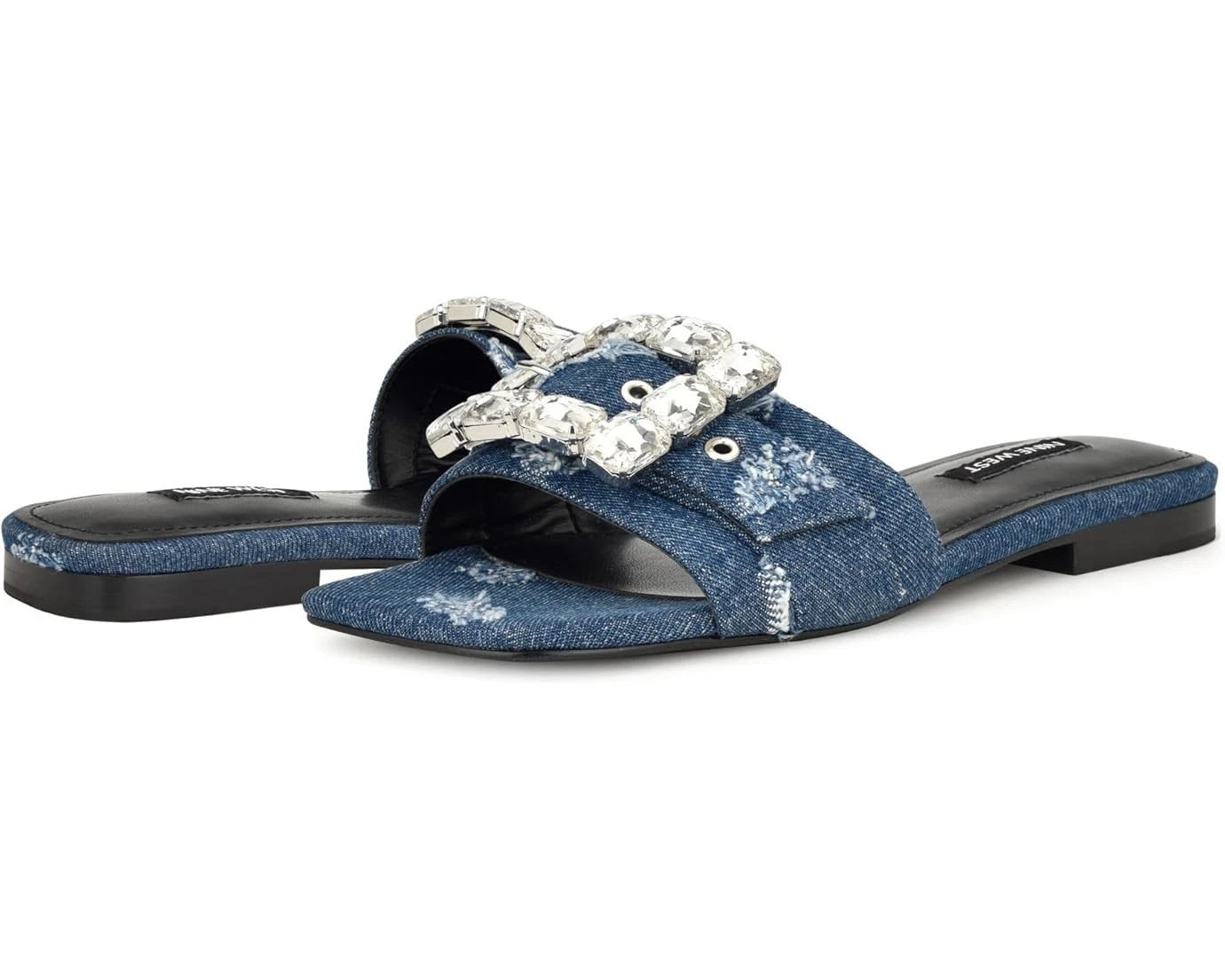 Matter Sandals M Dark Denim Stone Detail Square Toe HTAT730