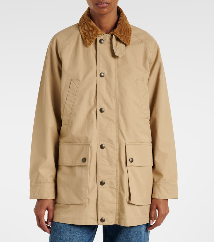 Corduroy-trimmed cotton field jacket
