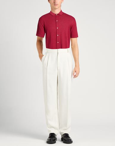 Man Shirt Burgundy Size 40 Linen, Cotton