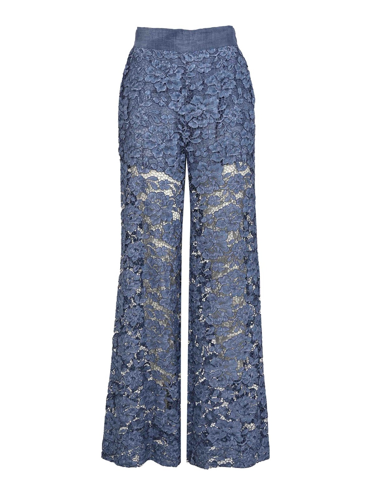 Perforated cotton blend trousers
