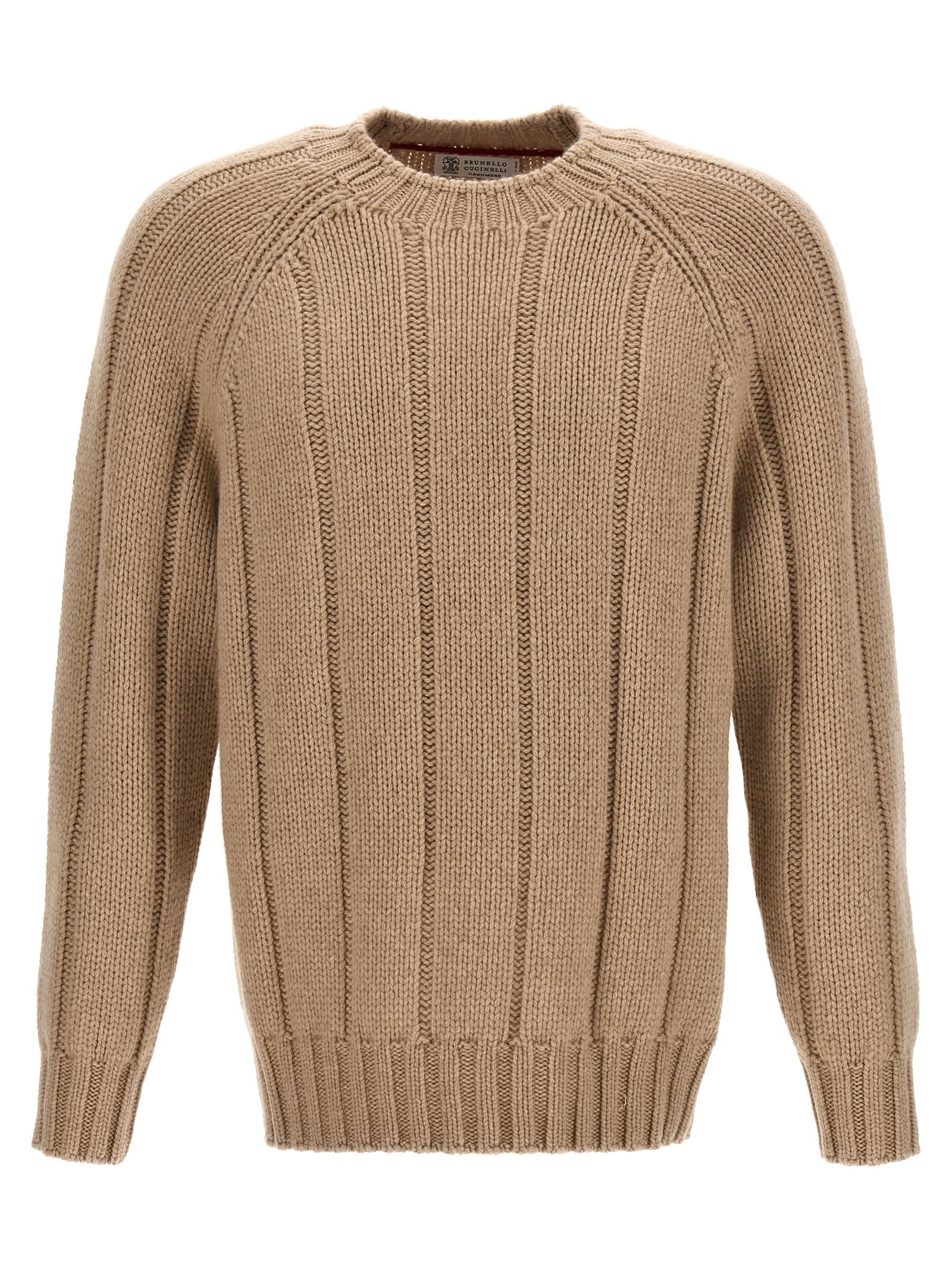 Ribbed-knit cashmere jumper - Neutrals