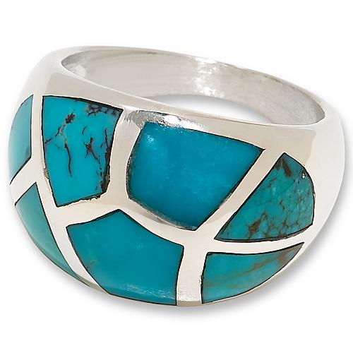 Sterling Silver Kingman Turquoise Inlay Dome Ring