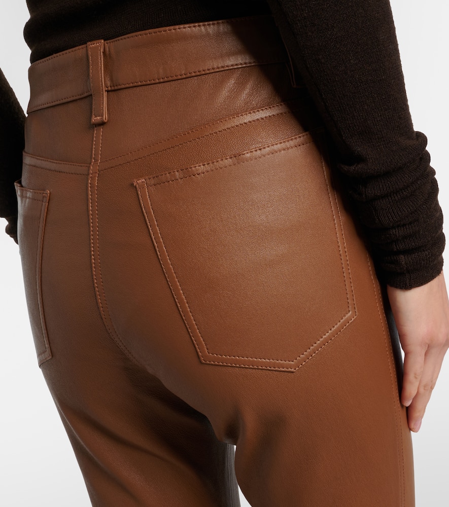 Cropped leather bootcut pants