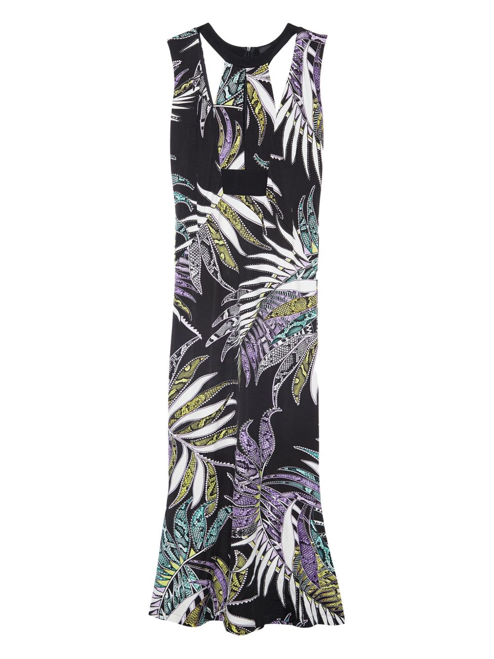 Pre-owned leaf-print dress - Black