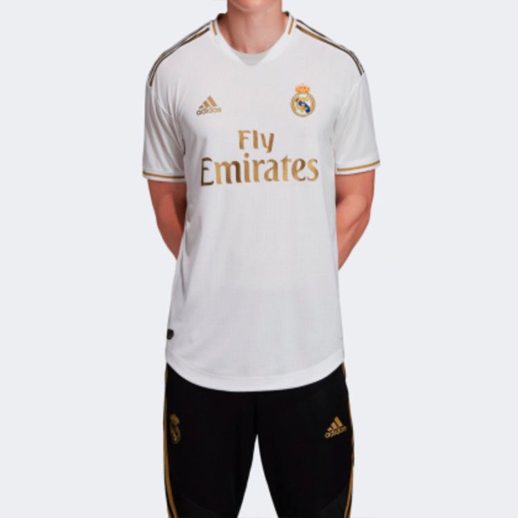 Real Madrid 19-20 Season Player Edition Home Alphabet Logo Stripe Sports Soccer/Football Short Sleeve Jersey White