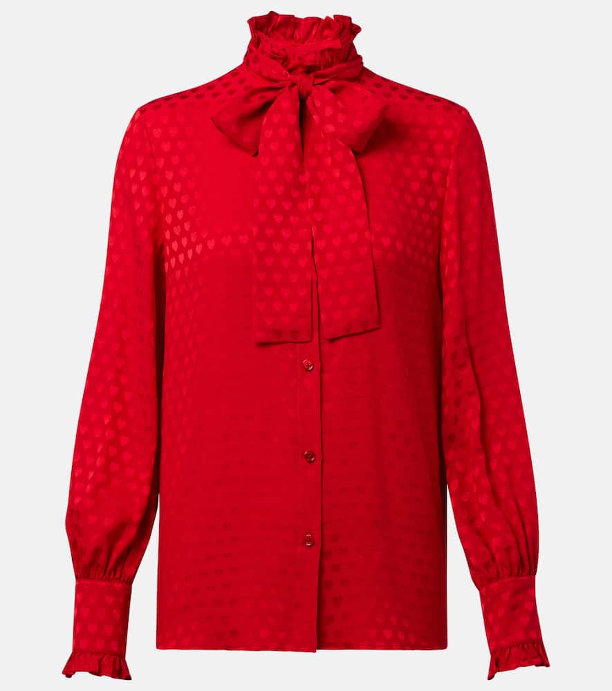 La Cour De Caur bow-detail silk crêpe shirt