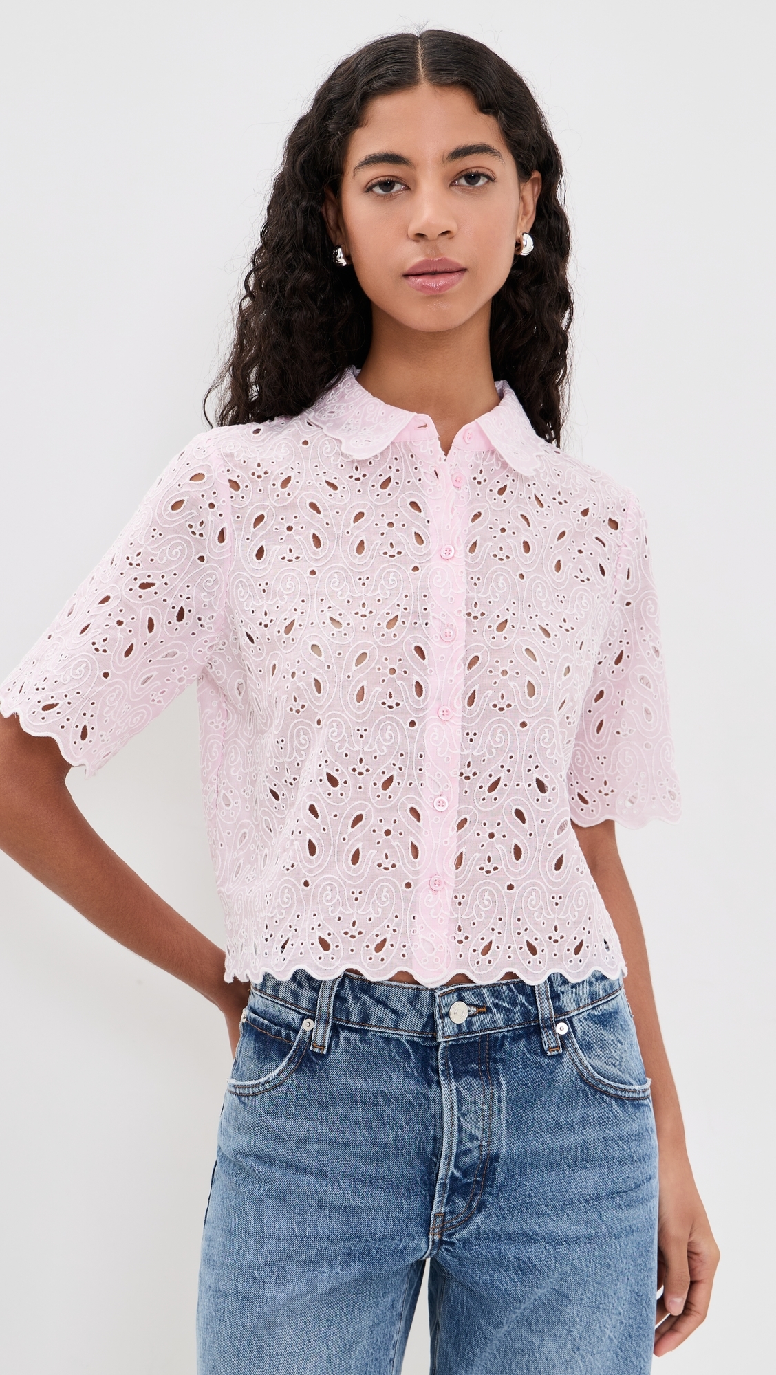 The Paisley Eyelet Top Bubble Gum