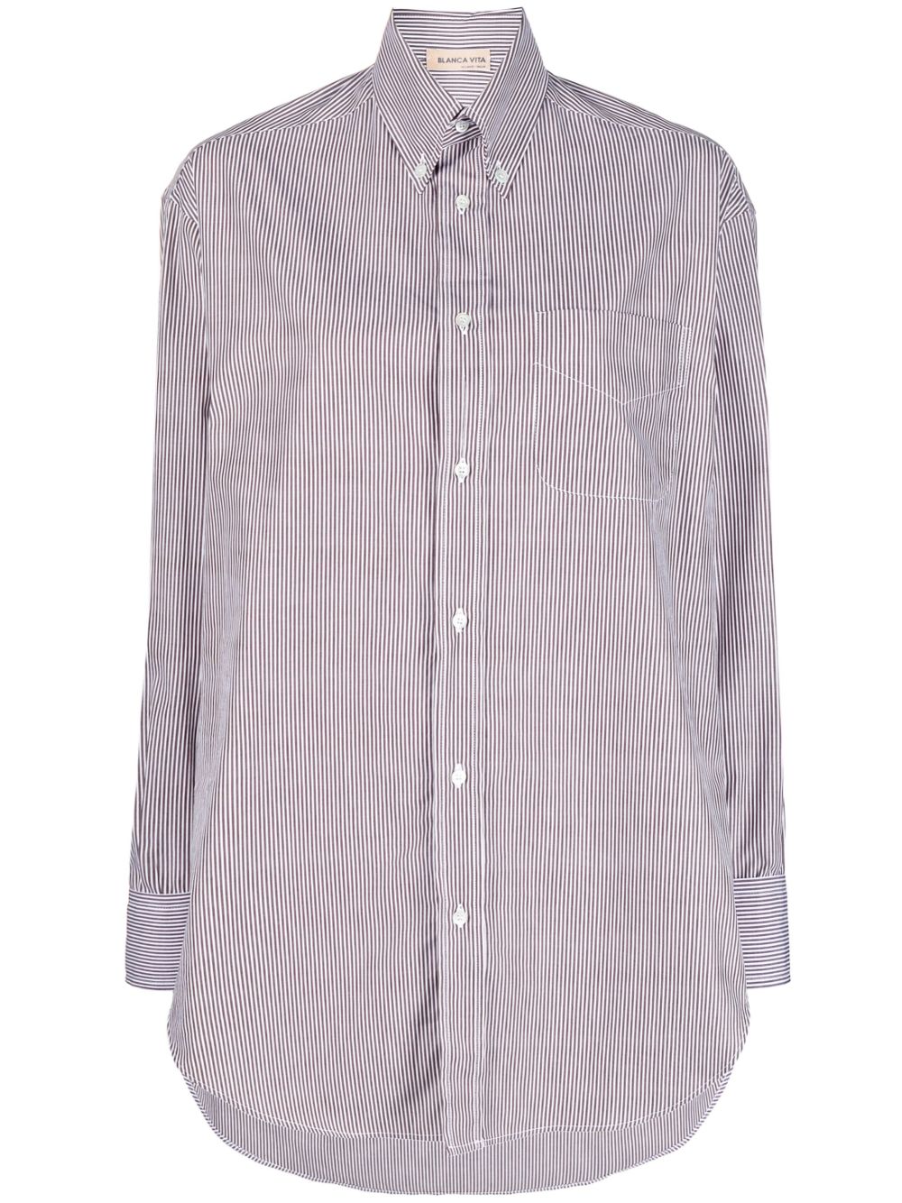 Striped oversized shirt - Brown