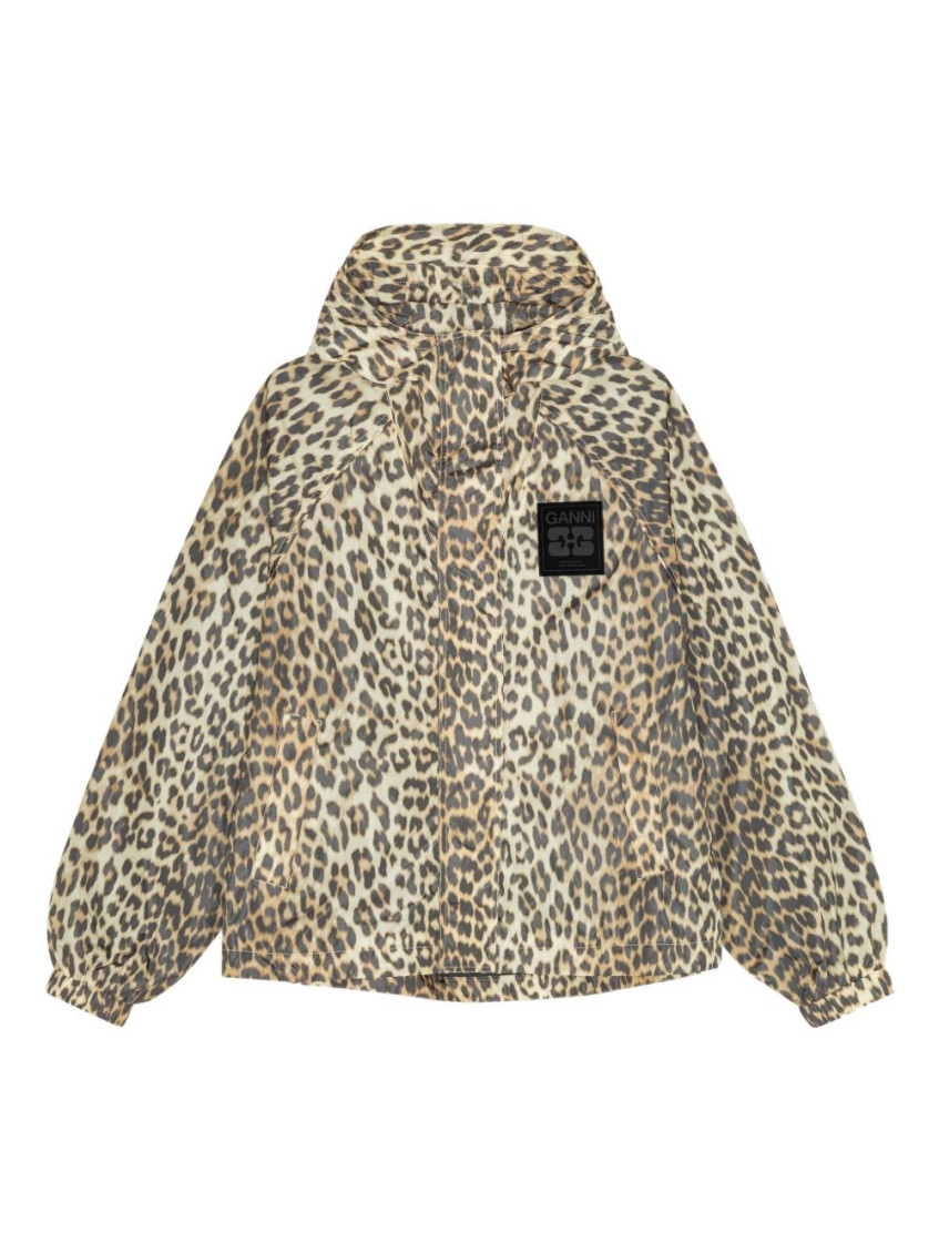 Leopard-print Hooded Jacket