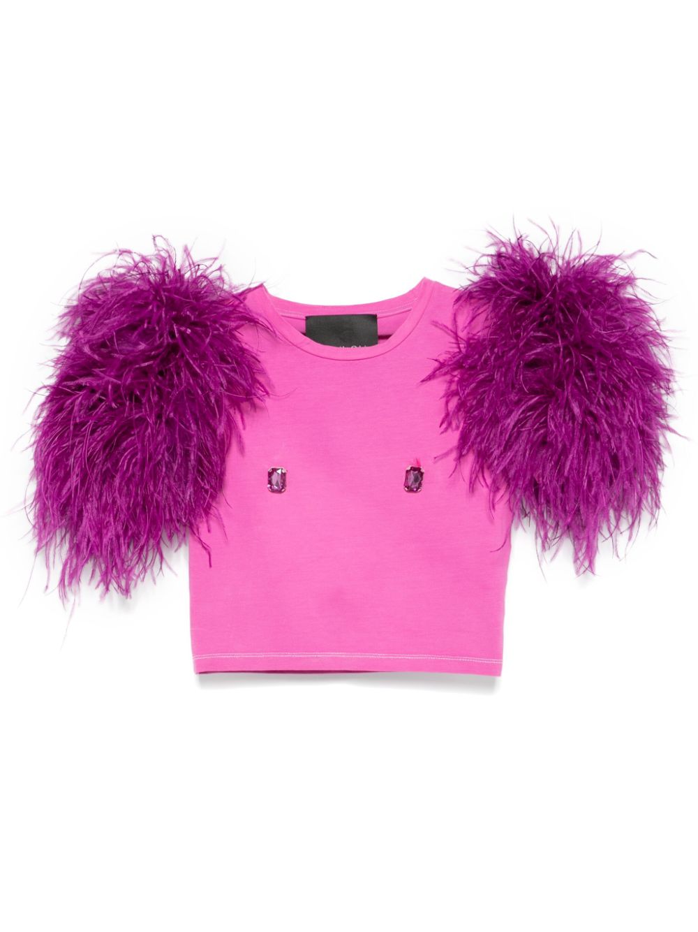 Feather-detail T-shirt - Pink