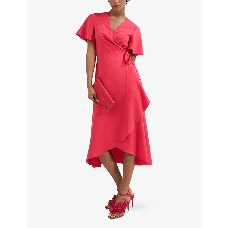 Womens Julissa Wrap-Front Woven Midi Dress