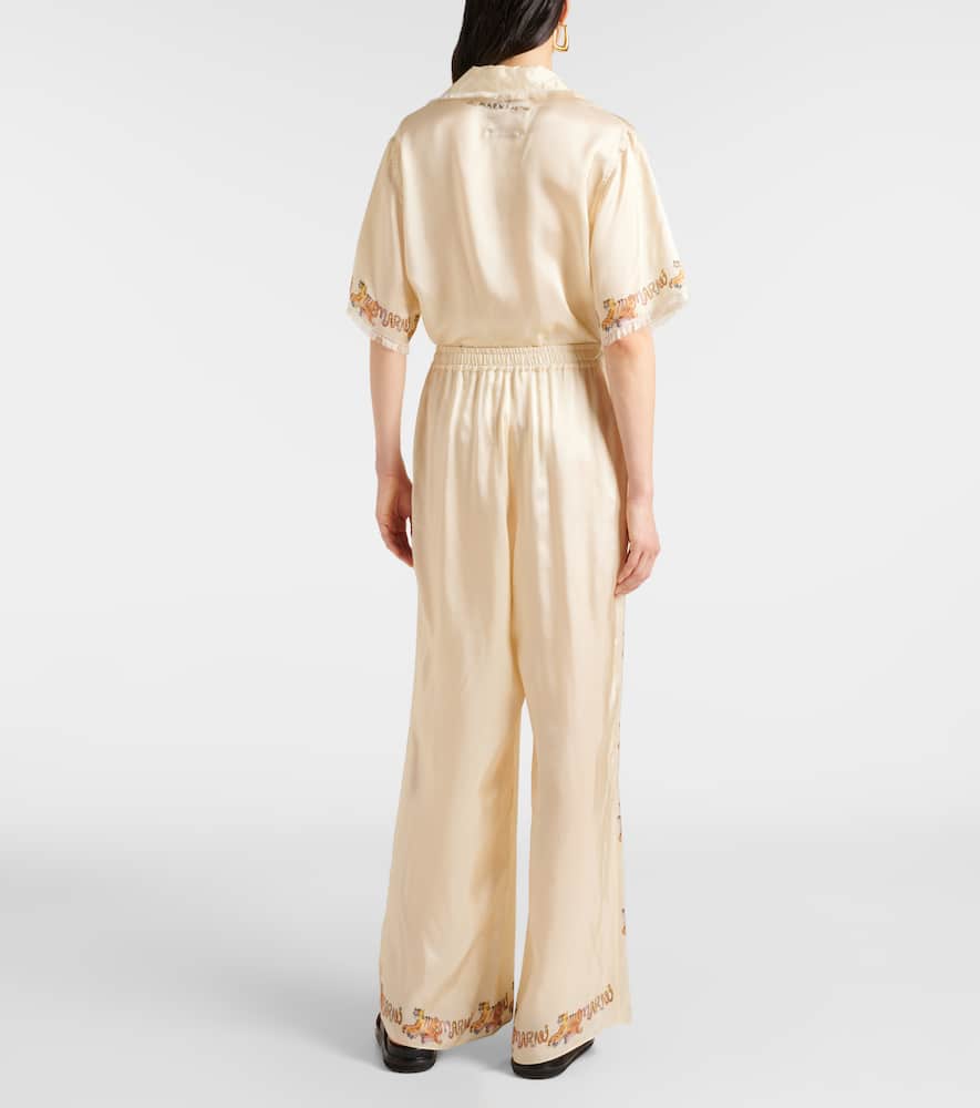 Printed satin straight pants