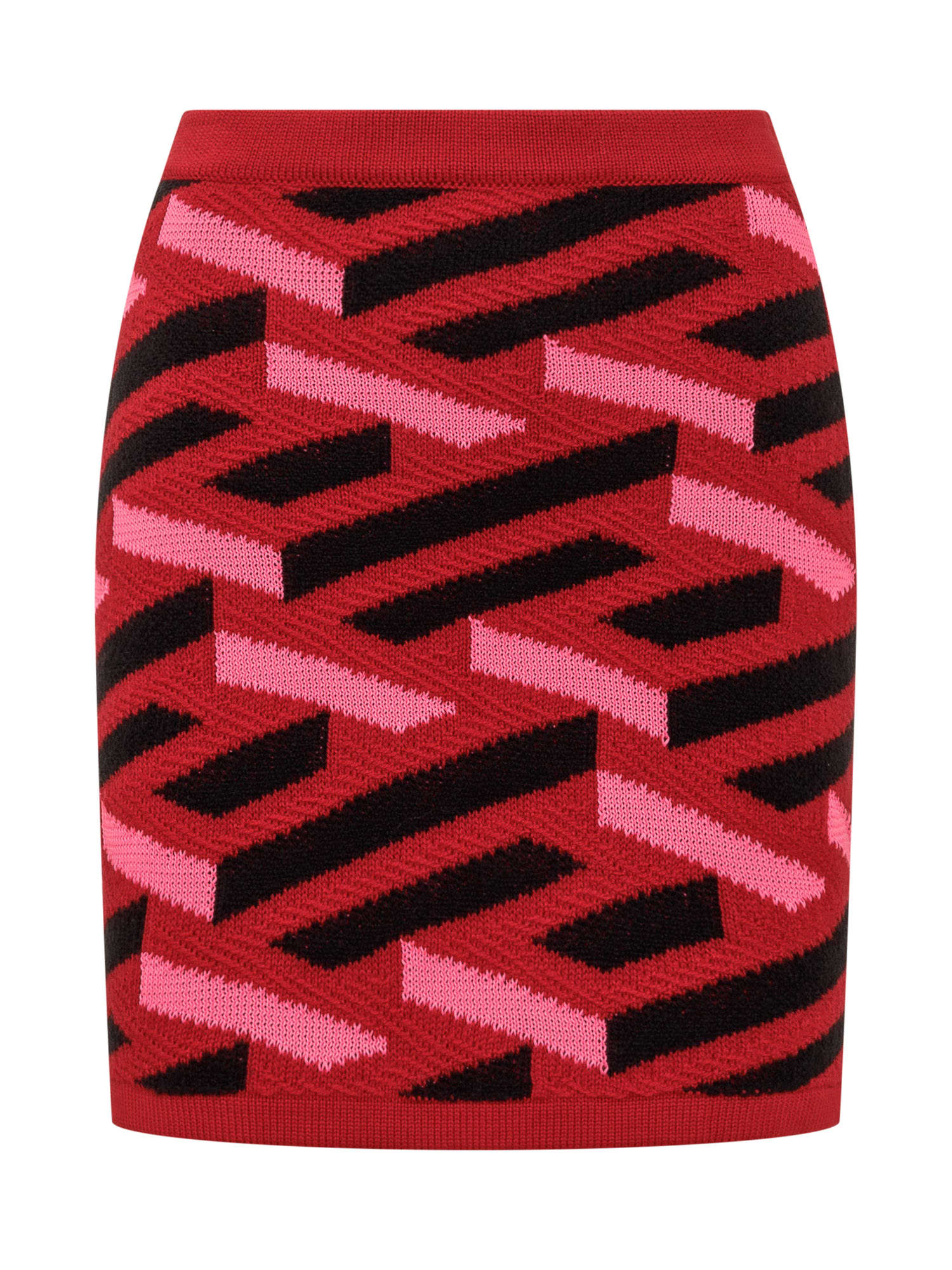 Geometric intarsia knitted skirt