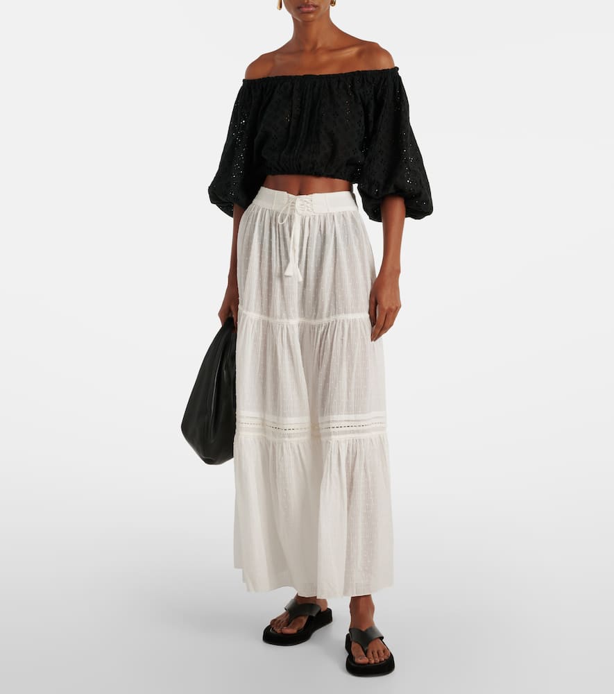 Tiered cotton maxi skirt