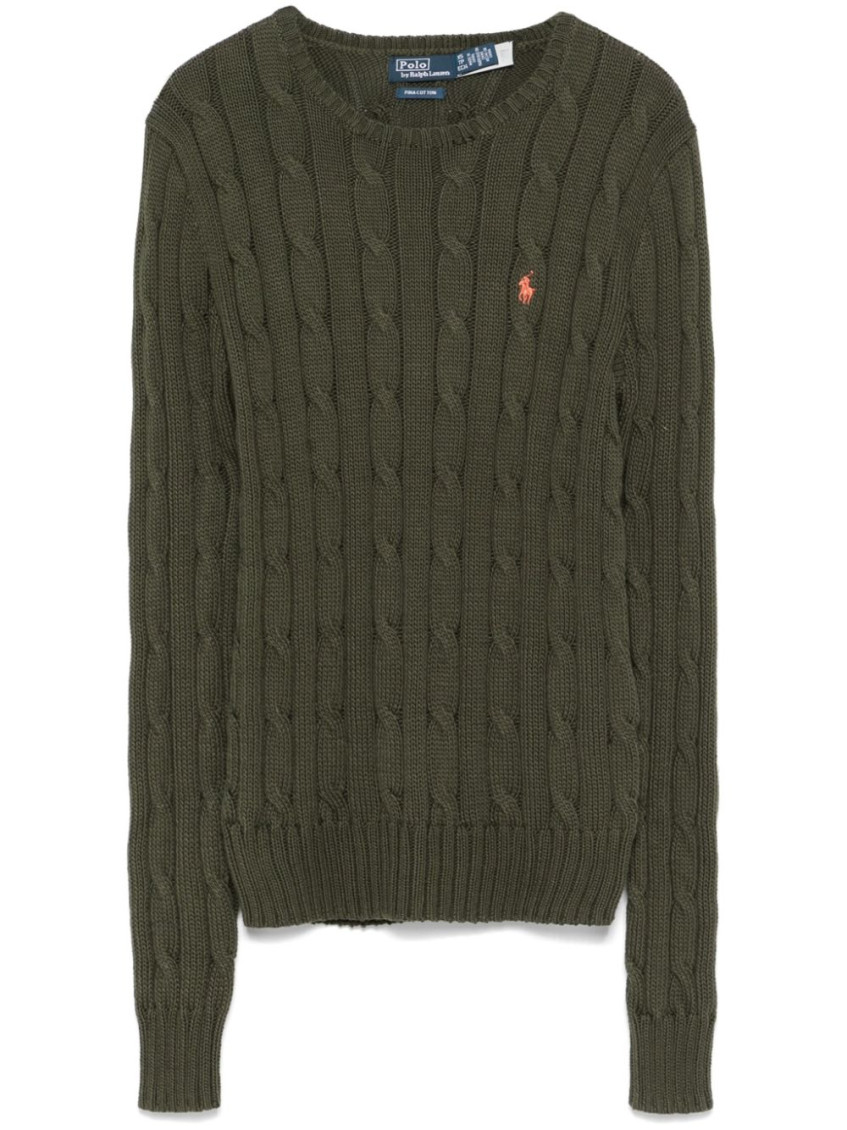 Olive cable-knit sweater