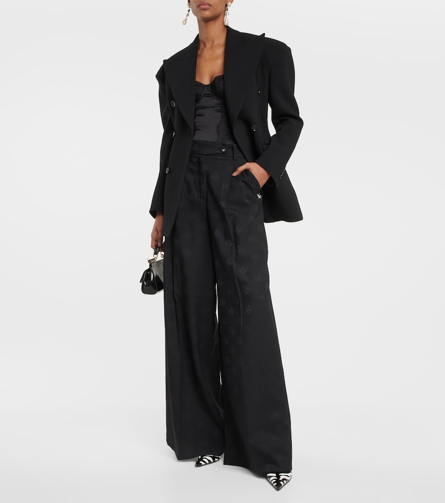 High-rise wool-blend wide pants