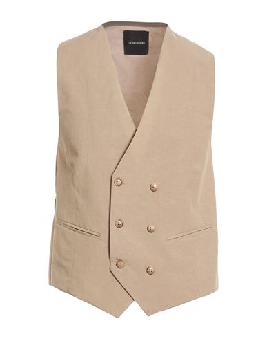 Man Tailored Vest Khaki Size 40 Tencel, Linen
