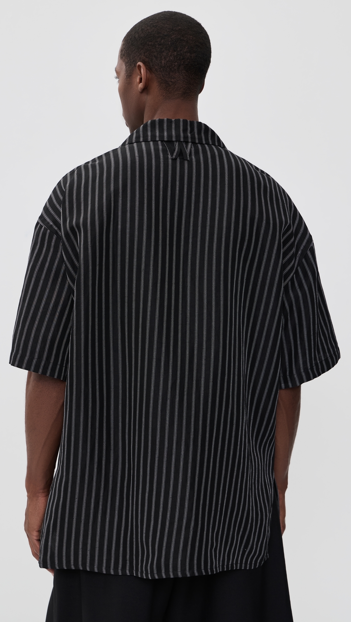 Camp Collar Shirt White/Black Stripe