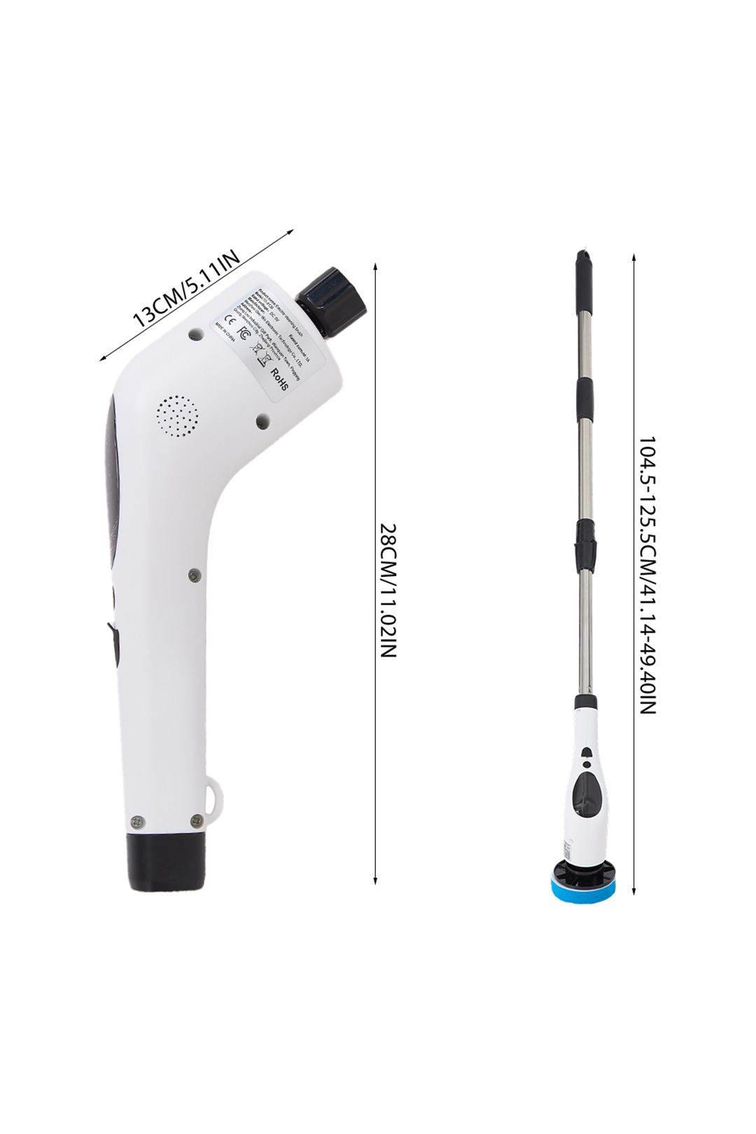Living And Home 1 Cordless Handheld Electric Spin Scrubber With Long Handle In White
