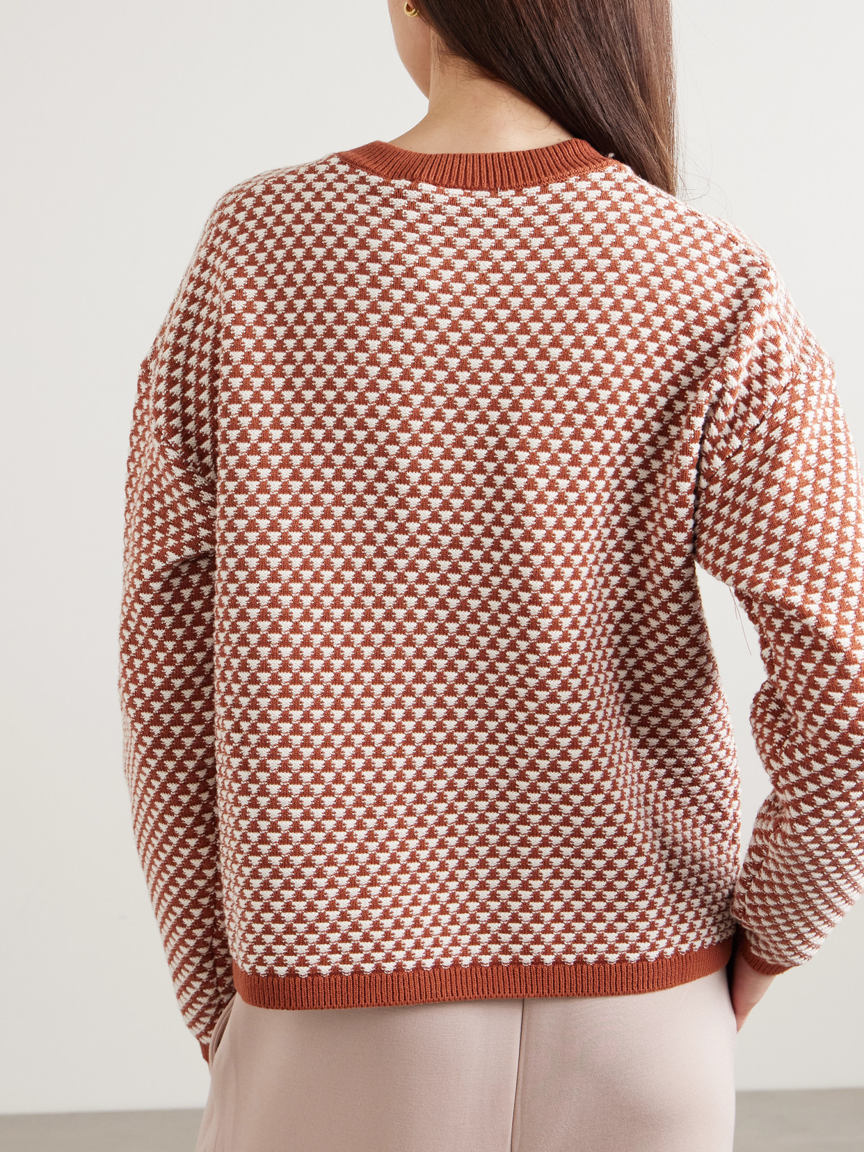 Elmwick Jacquard-knit Cotton Cardigan - Red