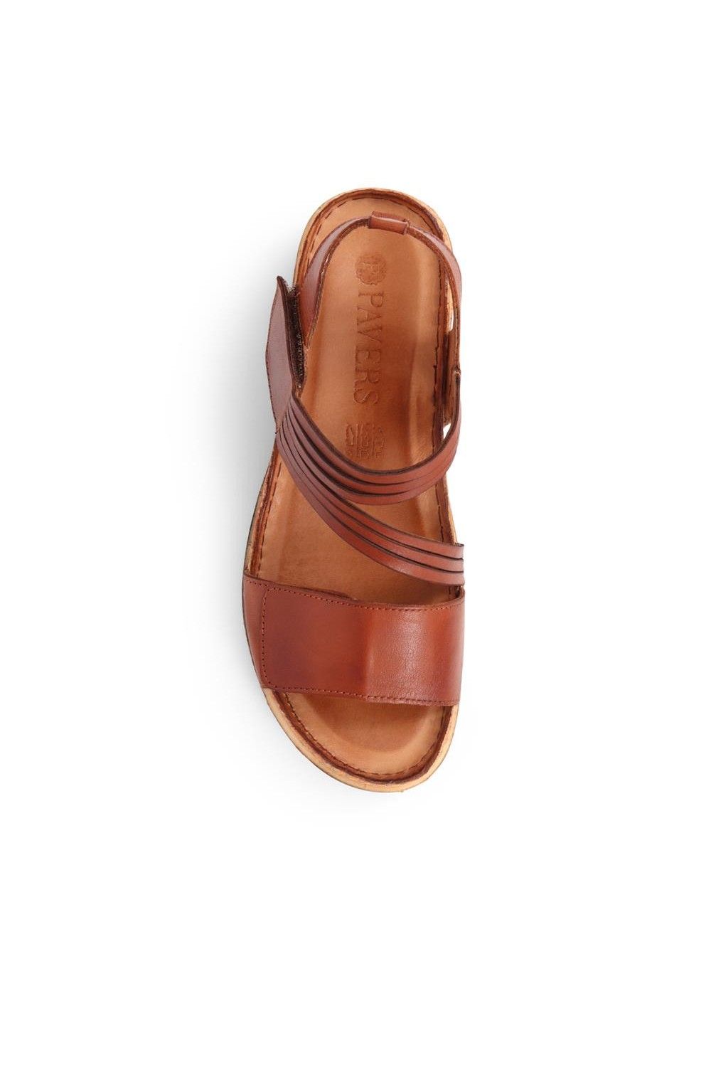 Pavers Women's Adjustable Fasten Leather Sandals in Tan
