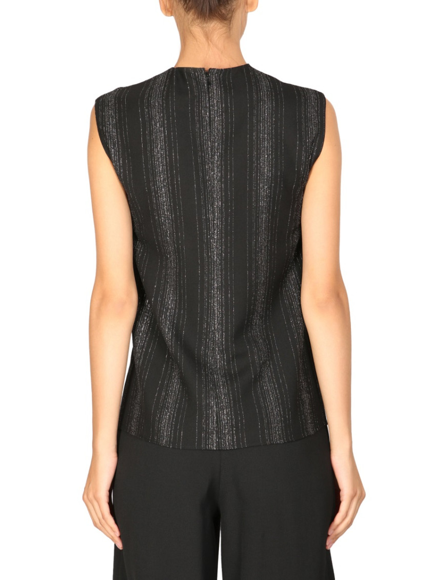 Lurex striped sleeveless blouse