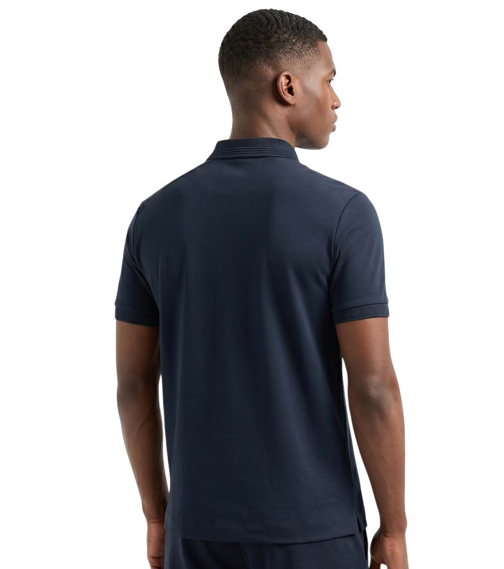 Blue Solid Shirt Collar Polo
