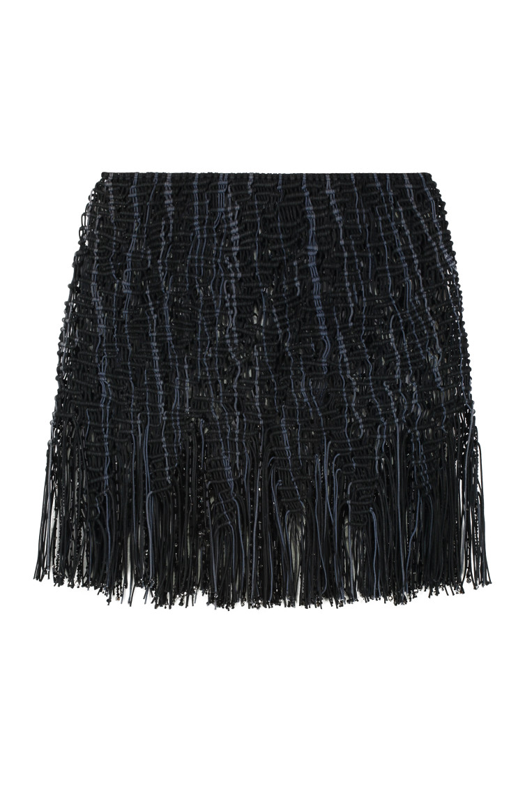 Roberta Einer - knitted mini skirt fringed hemline
