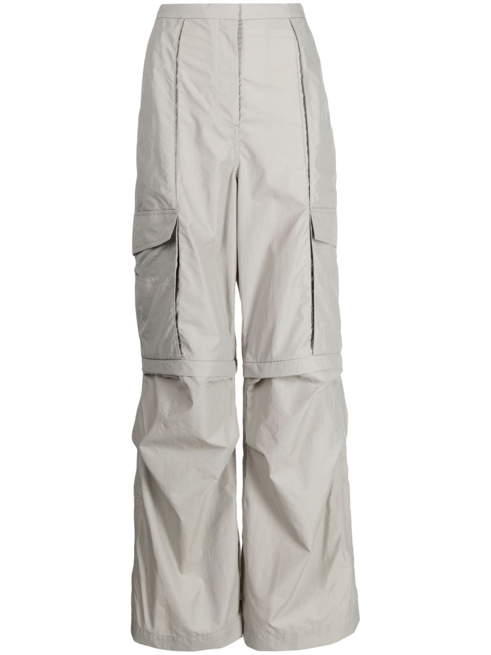 Detachable-panel wide-leg cargo pants - Blue