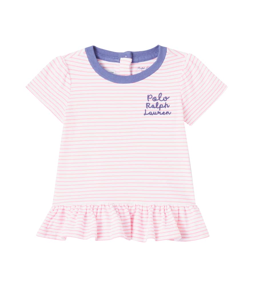 Baby striped ruffled cotton T-shirt