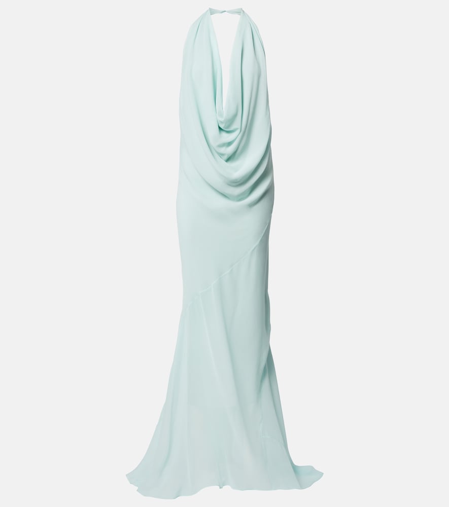 Draped sheer silk crêpe georgette gown