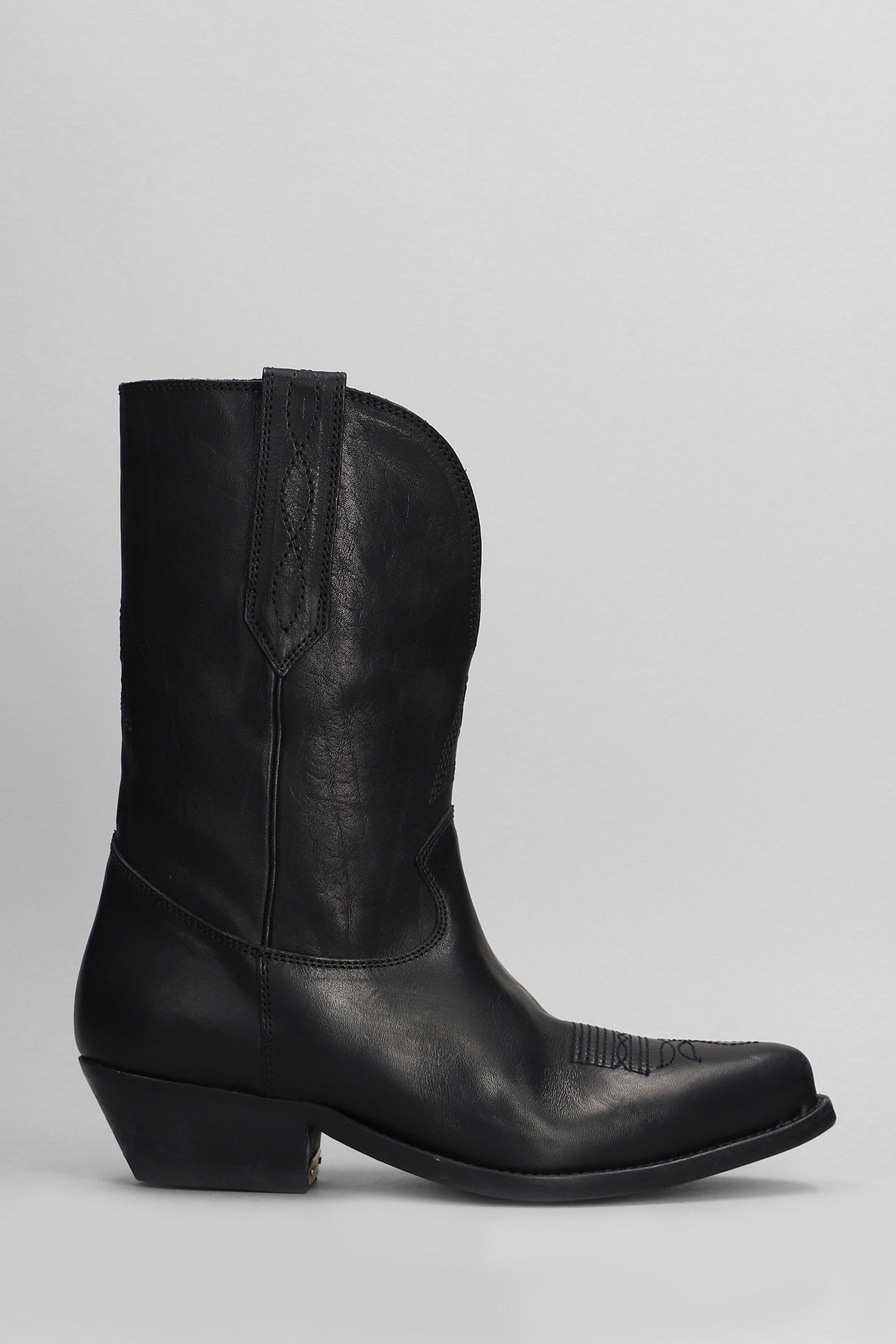 Wish Star Texan Ankle Boots In Black Leather