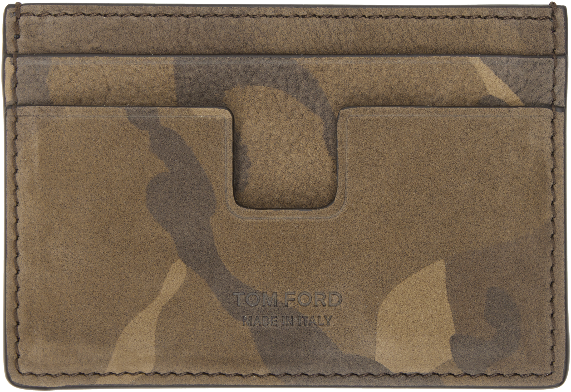 TOM FORD Khaki Camo Nubuck Classic Card Holder