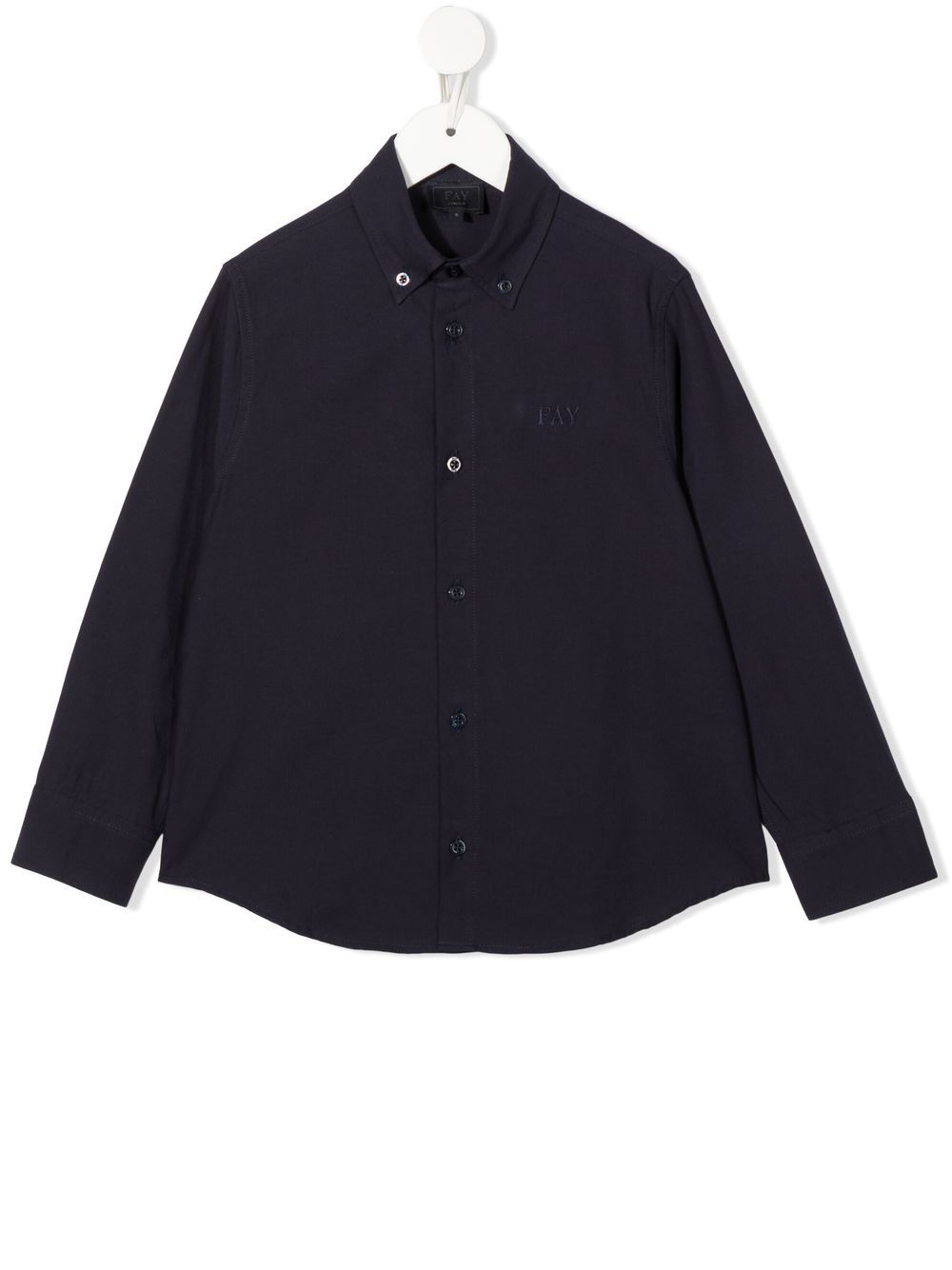 Embroidered logo button-collar shirt - Blue