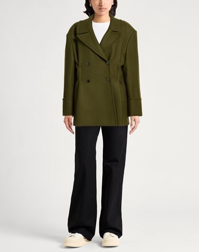 Woman Coat Military green Size 10 Wool, Polyamide