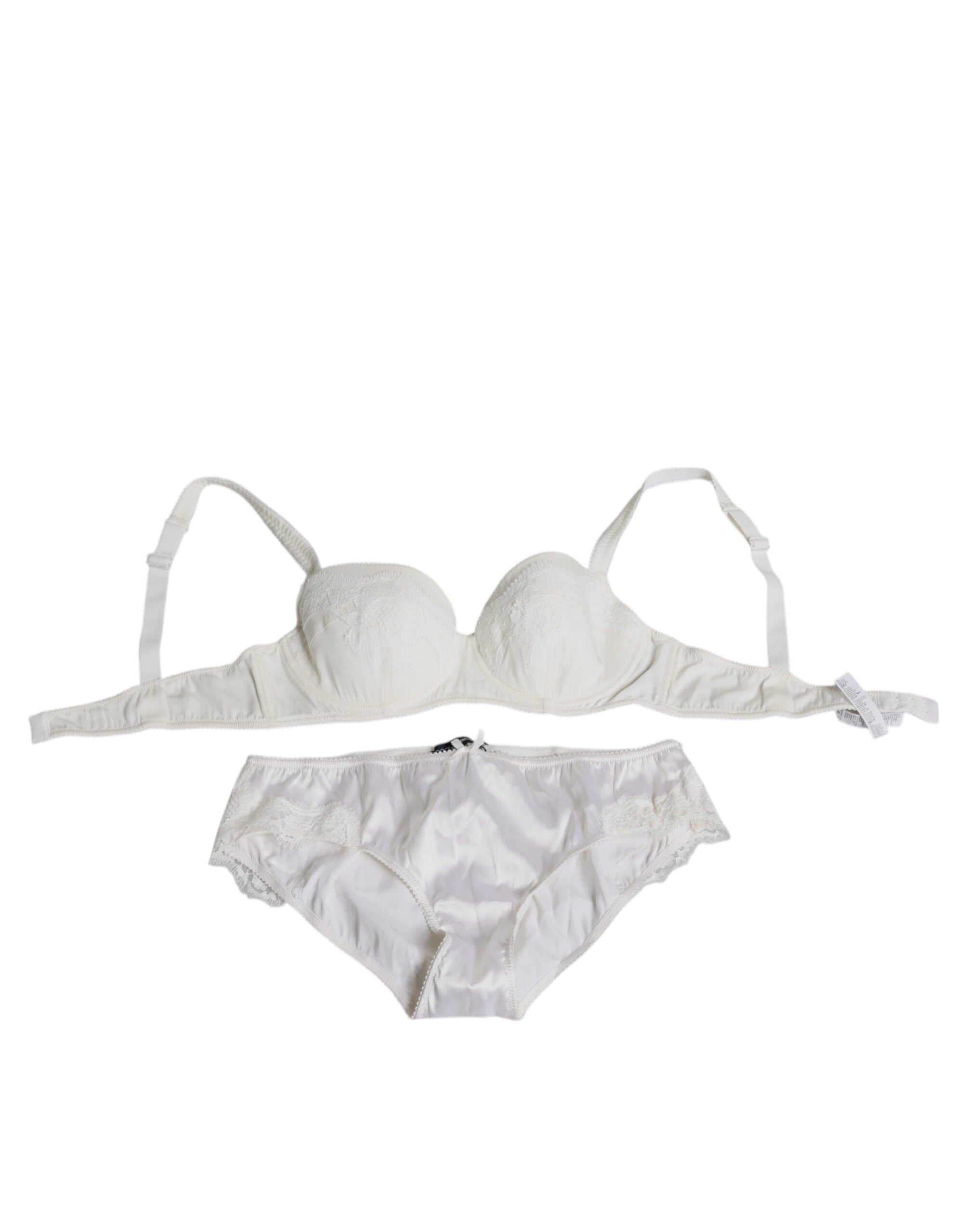 Silk Stretch Balconette Bra and Panty Set — White