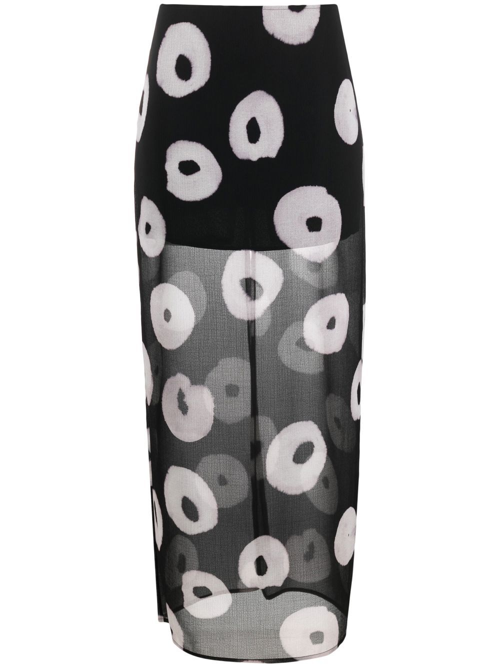 Semi sheer printed skirt - Black