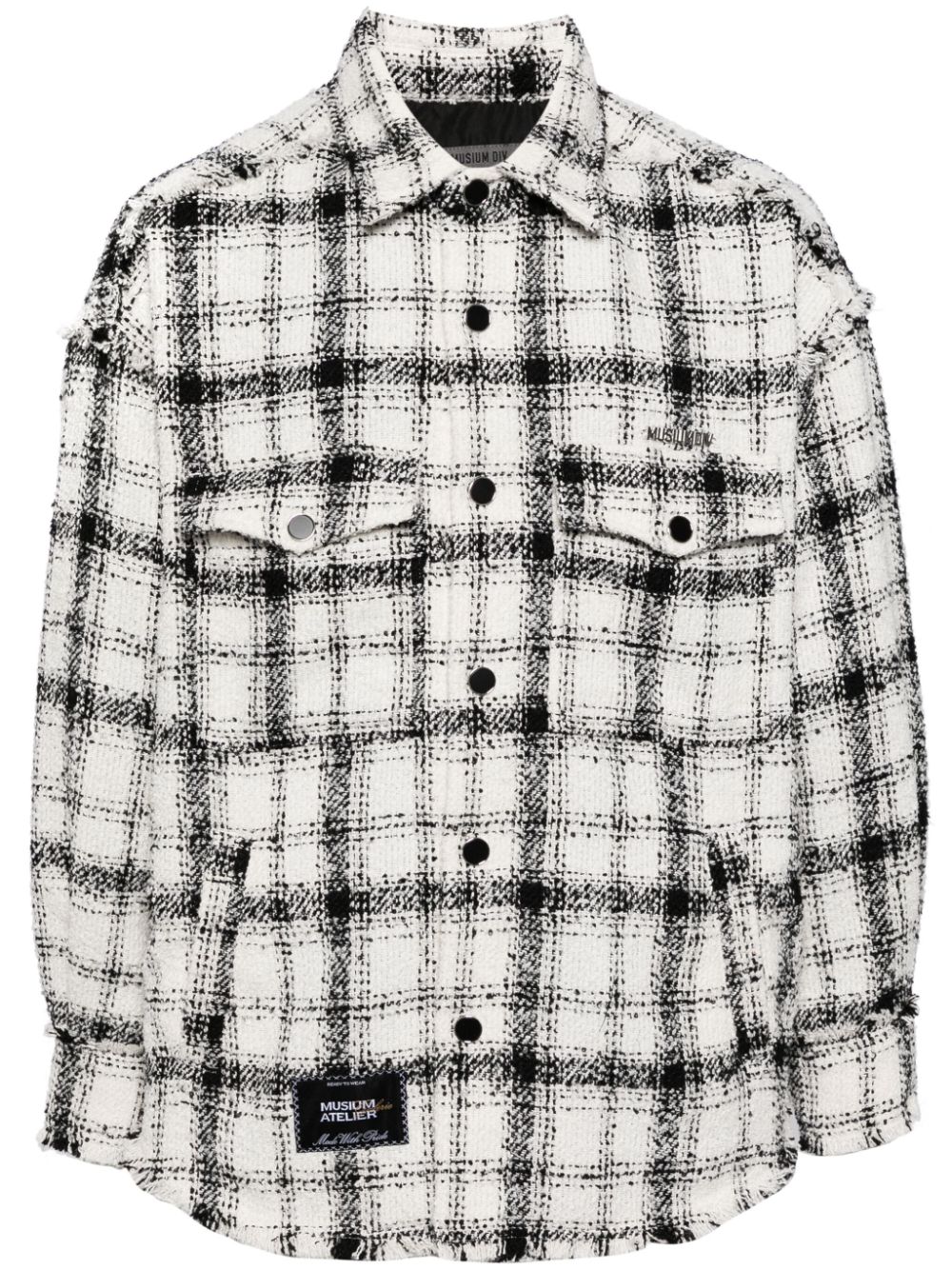 Checked shirt jacket - White