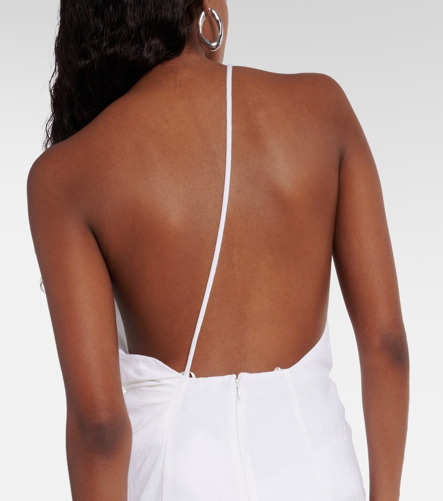 Petra one-shoulder linen top