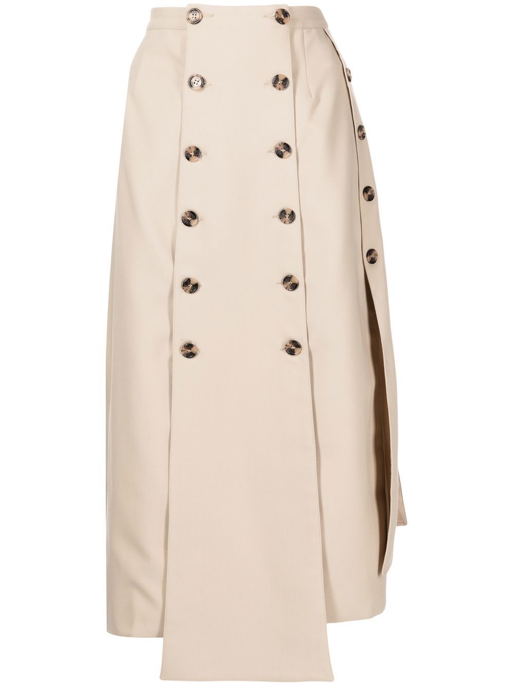 Button detail panelled skirt - Brown