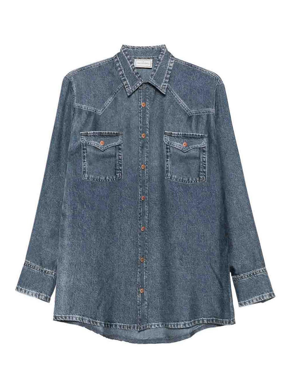 Denim Print Silk Shirt