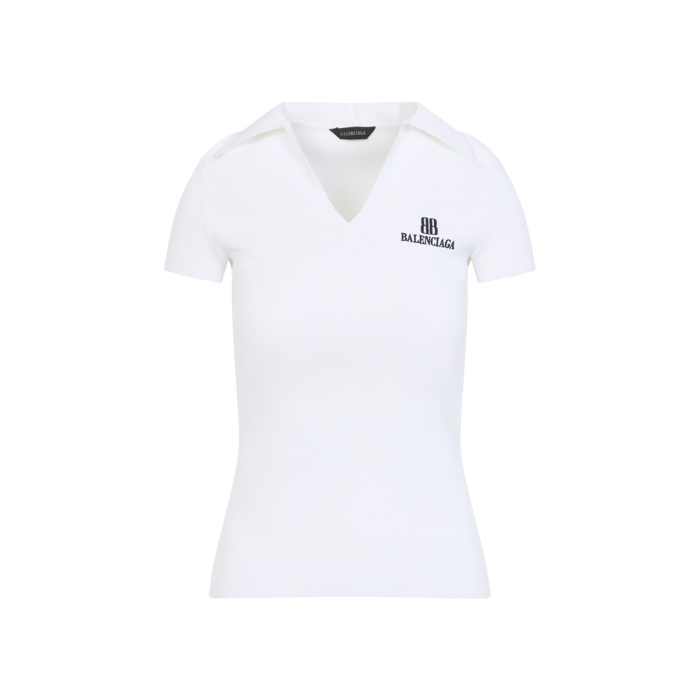 White Viscose Blend Polo Shirt