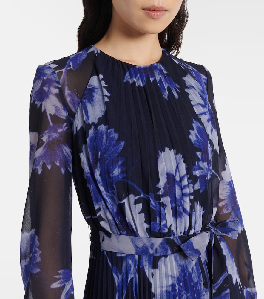 Floral pleated voile gown