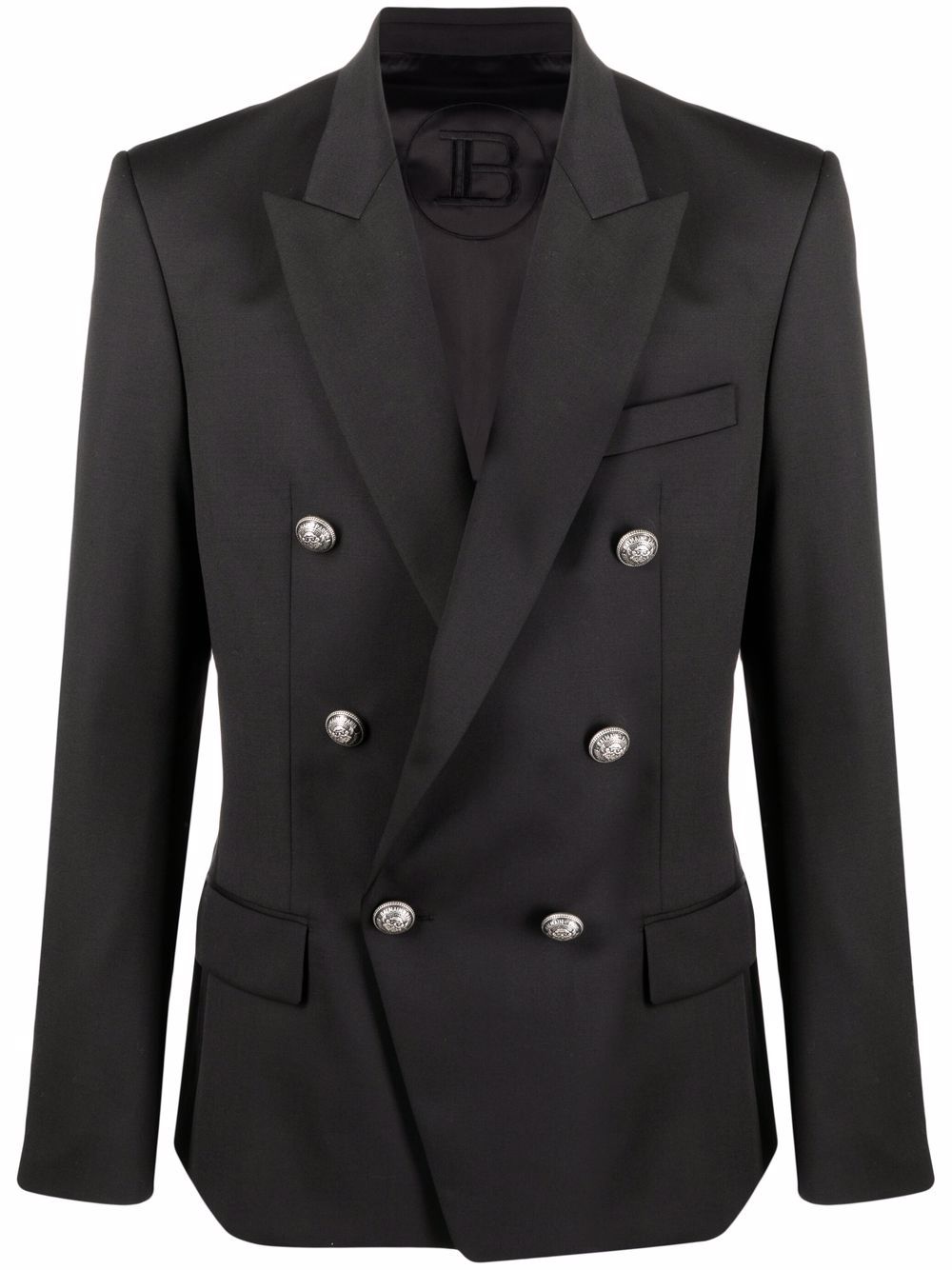 Double-breasted wool blazer - Black