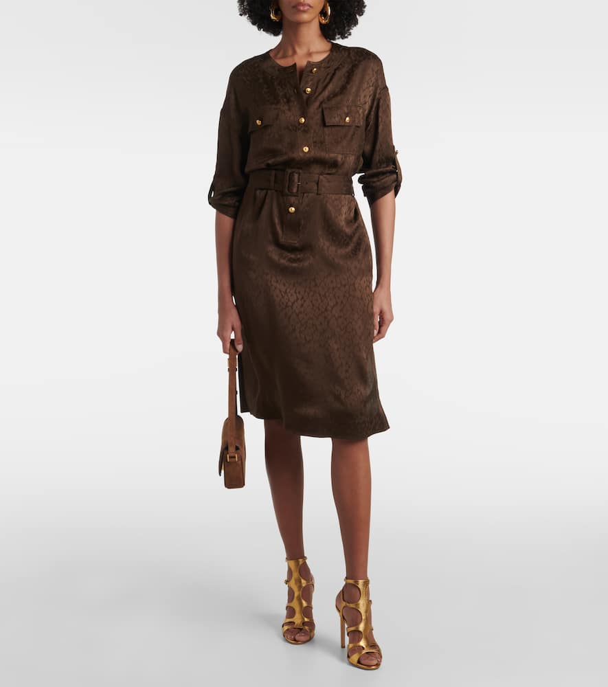 Silk jacquard midi dress